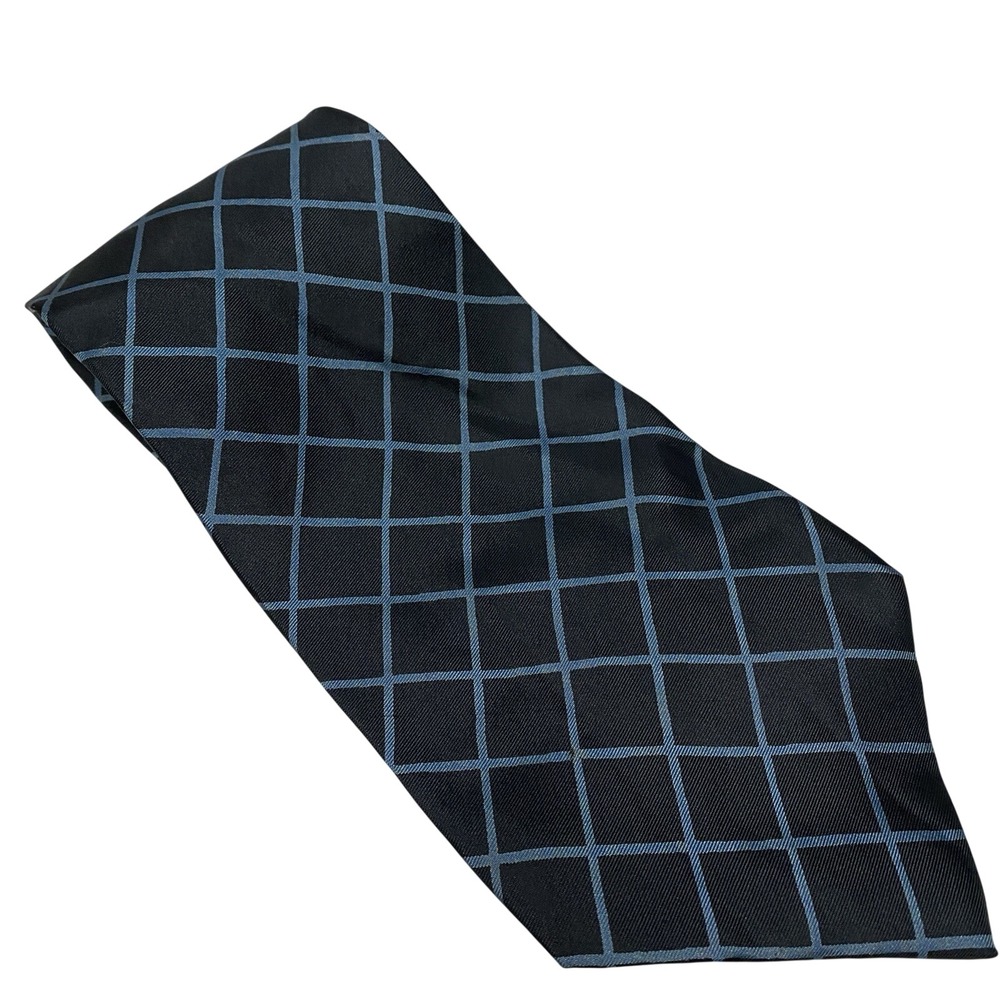 Vintage Givenchy Diamond Print Blue Silk Men's Tie Handmade 54"